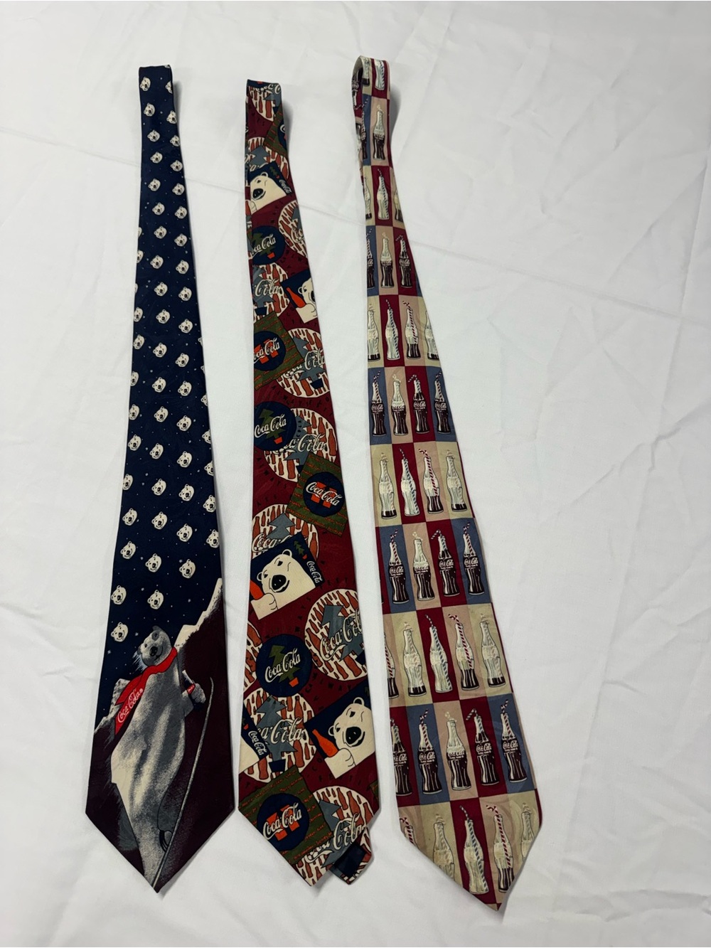 Coca-Cola Necktie Lot – 3 Official Licensed Coke Ties